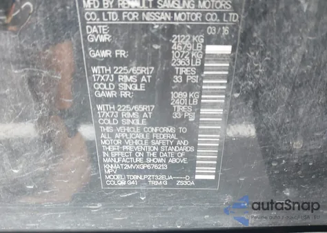 2016 Nissan Rogue S/Sl/Sv from USA, damaged, VIN KNMAT2MVXGP676213